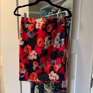 J. Crew Factory Floral Pencil Skirt - Red and Black